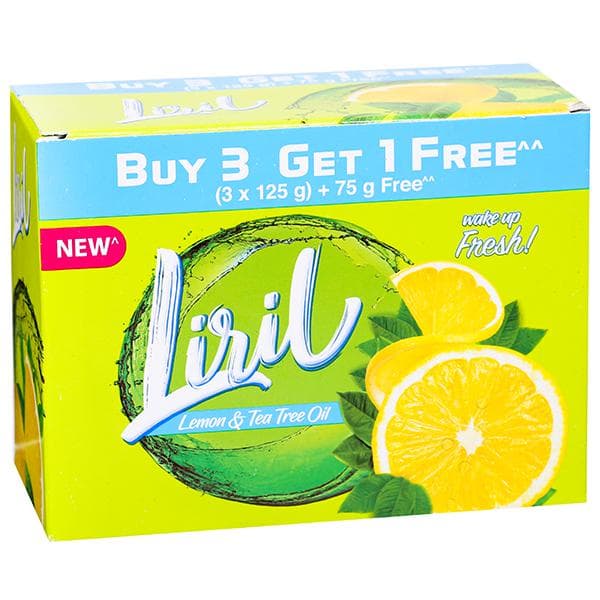 Liril Lemon & Tea Tree Oil Soap (Buy 3 x 125 g & Get 1 x 75 g Free)