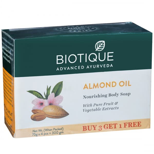 Biotique Almond Oil Nourishing Body Soap (Buy 3 Get 1 Free) 4 x 75 g