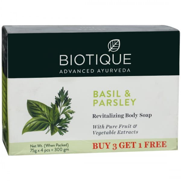 Biotique Basil & Parsley Revitalizing Body Soap (Buy 3 Get 1 Free) 4 x 75 g