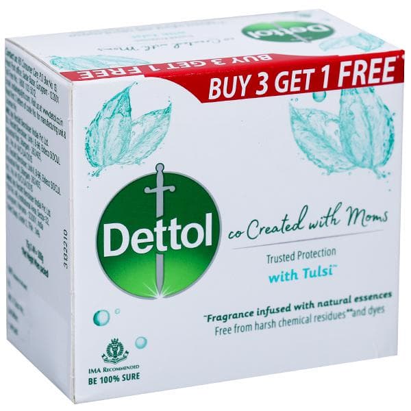 Dettol co.Created with moms Soap Tulsi (Buy 3 Get 1 Free) 4 x 75 g