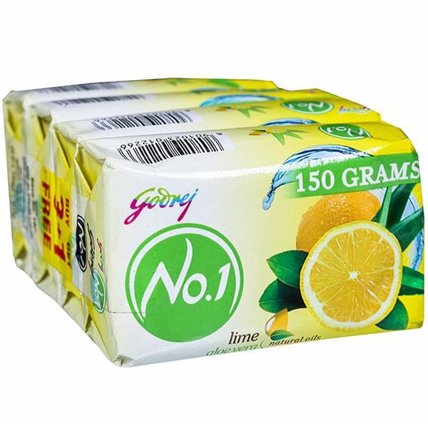 Godrej No.1 Lime And Aloe Vera Soap (Buy 3 Get 1 Free) 4 x 150 g