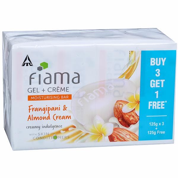 Fiama Frangipani & Almond Cream Gel + Cream Moisturising Bar (Buy 3 Get 1 Free) 4 x 125 g