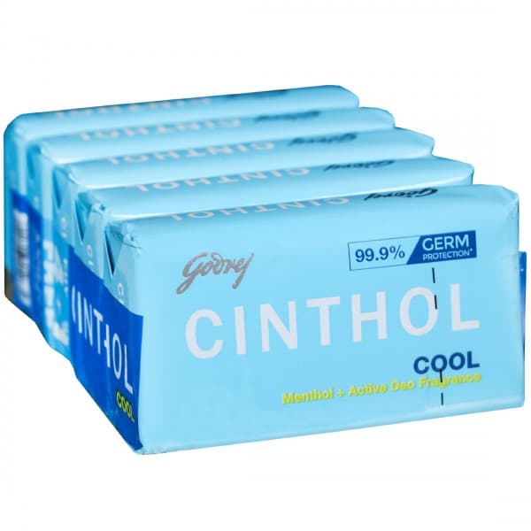 Cinthol Cool Menthol + Active Deo Fragrance Soap (Buy 4 Get 1 Free) 5 x 100 g