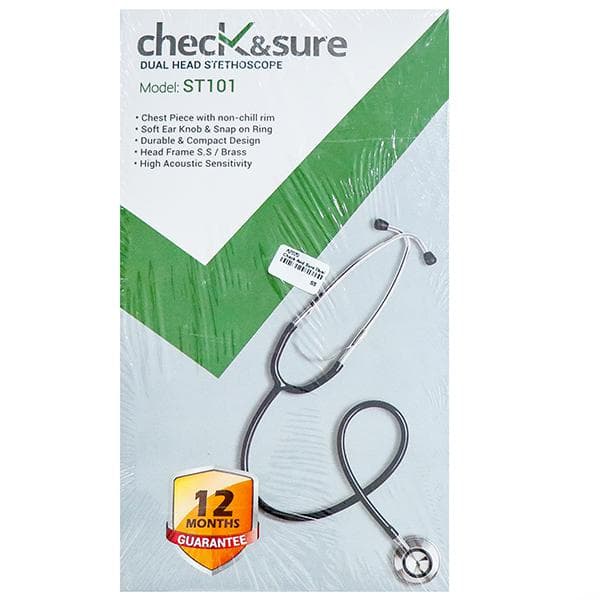 Check And Sure Dual Head Stethoscope Model ST101 Device