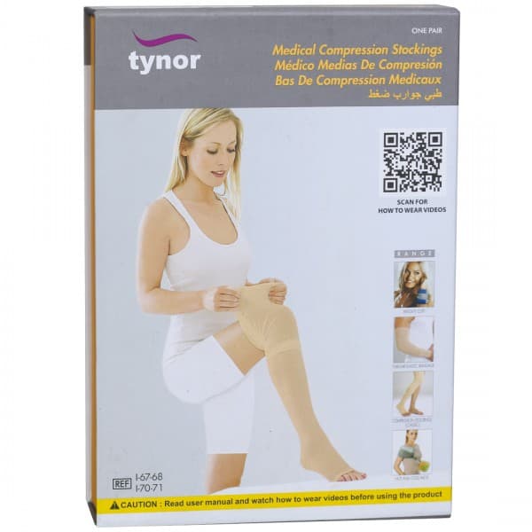Tynor Medical Compression Stockings Knee High Class 2 L Pack Of 2