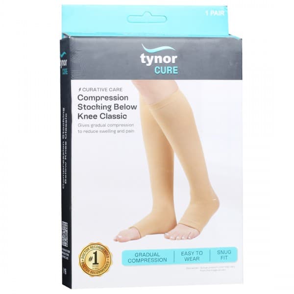 Tynor Cure Compression Stocking Below Knee Classic M Pack Of 2
