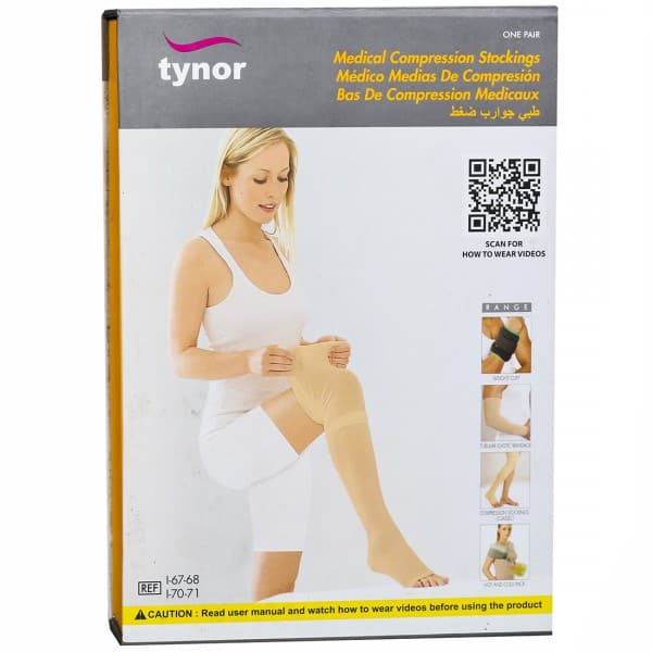 Tynor Medical Compression Stockings Thigh High Class 2 M Pack Of 2