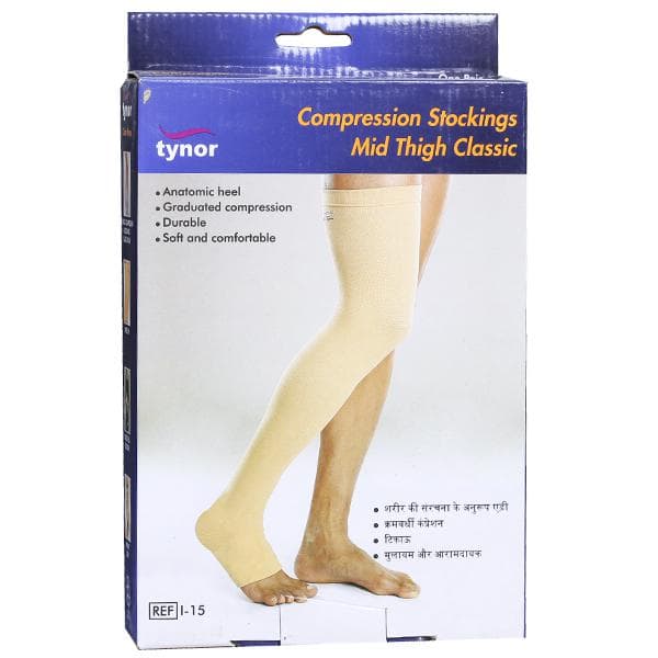 Tynor Compression Stockings Classic Mid Thigh M Pack Of 2