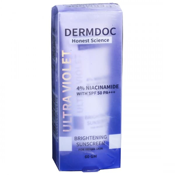 Dermdoc 4% Niacinamide Ultra Violet SPF 50 PA+++ For Indian Skin Brightening Sunscreen 60 g