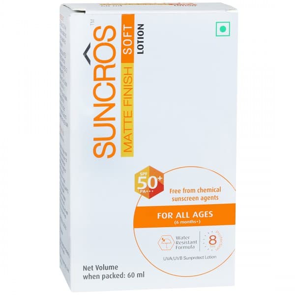 Suncros Matte Finish Soft Spf 50+PA+++Sunscreen Lotion 60 ml