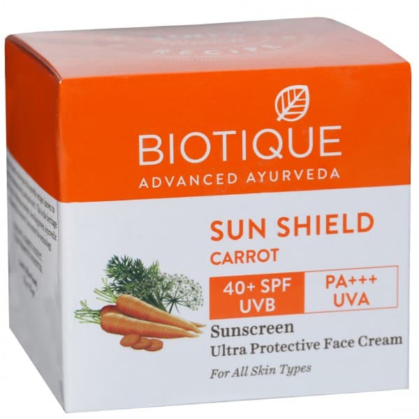 Biotique Sun Shield Carrot Spf 40+ Pa+++ Sunscreen Ultra Protective Face Cream 50 g