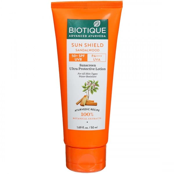 Biotique Sun Shield Sandalwood 50+ Spf Pa+++ Sunscreen Ultra Protective Lotion 50 ml