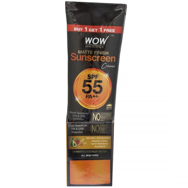 Wow Skin Science Spf 55 PA++ Sunscreen Matte Finish Creme (Buy 1 Get 1 Free) 2 x 80 ml