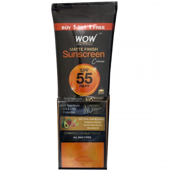 Wow Skin Science Spf 55 PA++ Sunscreen Matte Finish Creme (Buy 1 Get 1 Free) 2 x 50 ml