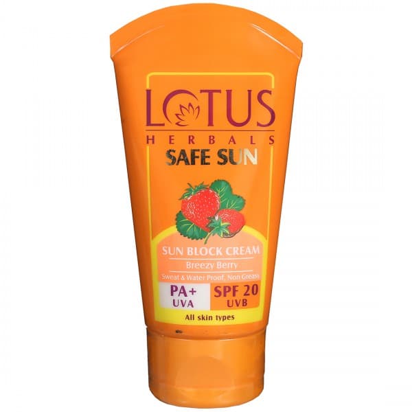 Lotus Herbals Safe Sun Sun Block Breezy Berry Cream PA+ SPF 20 50 g