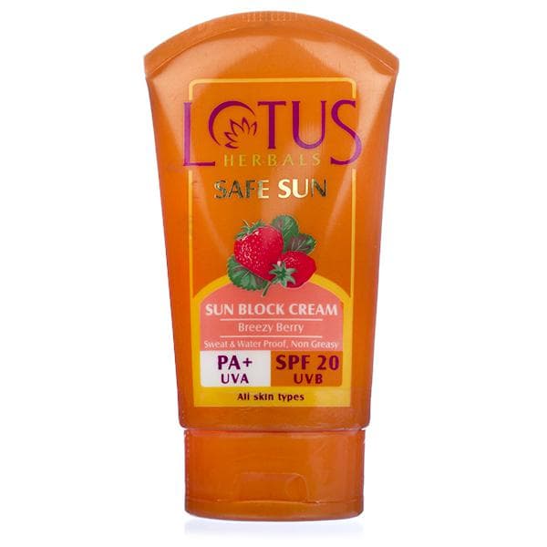 Lotus Herbals Safe Sun Sun Block Breezy Berry Cream PA+ SPF 20 100 g