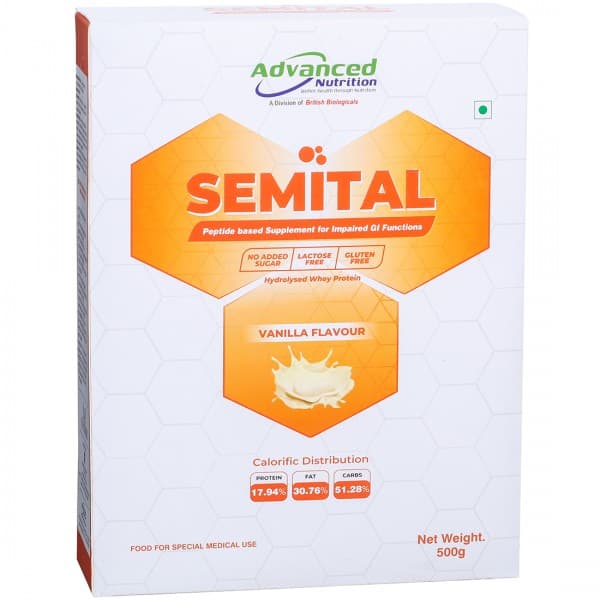 Semital Peptide Based Supplement for Impaired GI Functions Vanilla Flavour (Refill) 500 g