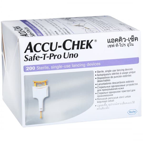 Accu Chek Safe T Pro Uno Lancing Device Pack Of 200
