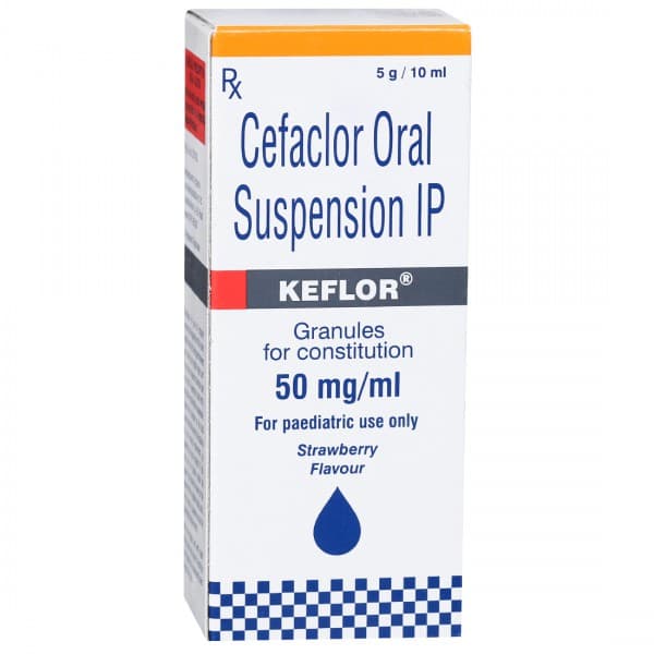 Keflor Strawberry Flavour Oral Suspension 5 g/10 ml