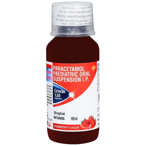 Crocin (Strawberry Flavour) 120 mg Suspension 100 ml