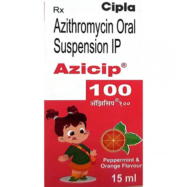 Azicip 100 mg Peppermint & Orange Flavour Suspension 15 ml