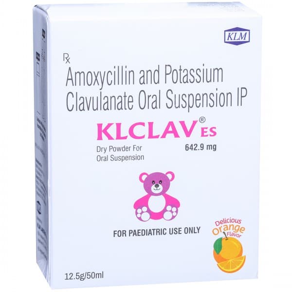 Klclav ES 642.9 mg Delicious Orange Flavour Dry Powder For Oral Suspension 50 ml