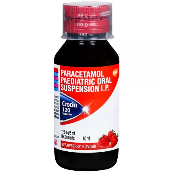 Crocin 120 mg Strawberry Flavour Suspension 60 ml
