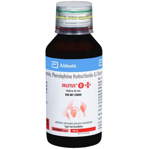 Deletus D Plus Raspberry Flavour Sugar Free Syrup 100 ml