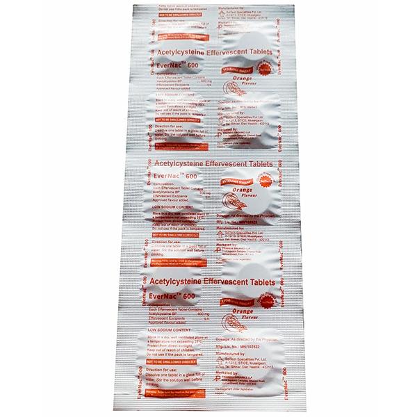 Evernac 600 (Orange Flavour) Sugar Free Effervescent Tablet (10 Tab)