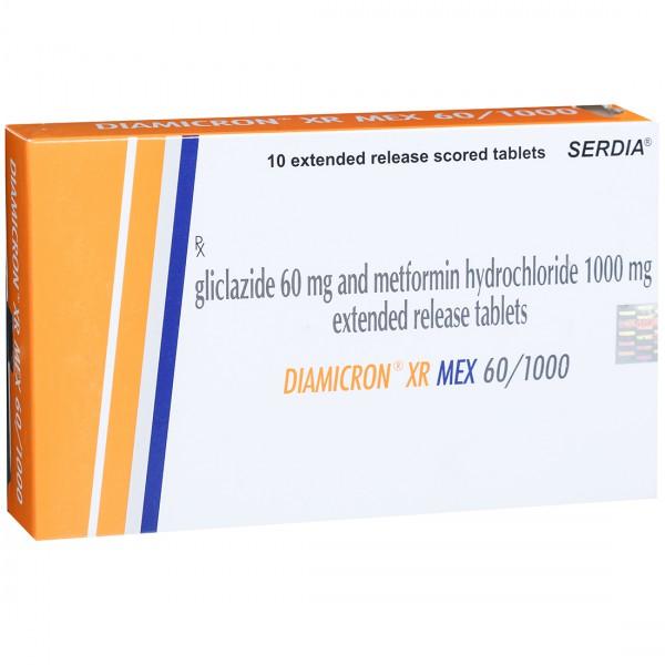 Diamicron XR Mex 60/1000 mg Tablet (10 Tab)
