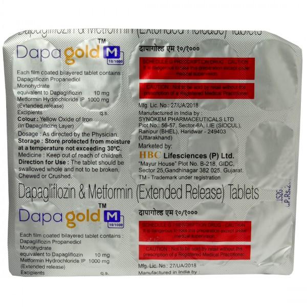 Dapagold M 10/1000 mg Tablet (15 Tab)