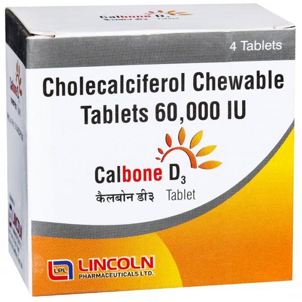 Calbone D3 60000 IU Chewable Tablet (4 Tab)