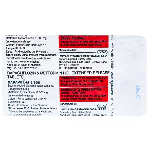 Dapavel M 5/500 mg Tablet (10 Tab)