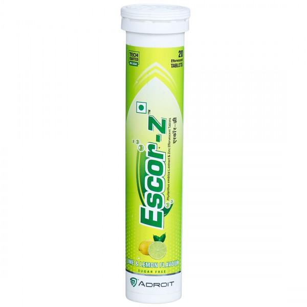 Escor Z Sugar Free (Lime & Lemon Flavour) 20 Effervescent Tablets