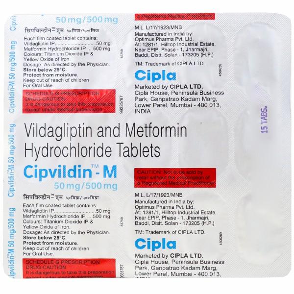 Cipvildin M 50 mg /500 mg Tablet (15 Tab)