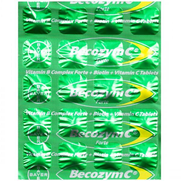 Becozym C Forte B Complex Tablets With Vitamin C And Biotin 20 Tablets