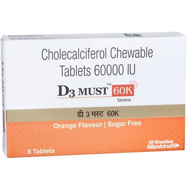 D3 Must 60K Sugar Free Orange Flavour Tablet (8 Tab)