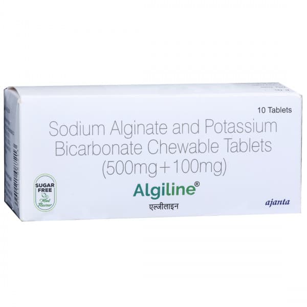 Algiline Sugar Free Mint Flavour Chewable Tablet (10 Tab)