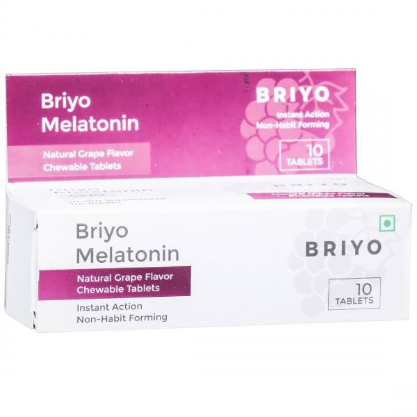 Briyo Melatonin 3 mg Natural Grape Flavor 10 Chewable Tablets