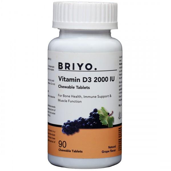 Briyo Vitamin D3 2000 IU Natural Grape Flavor 90 Chewable Tablets