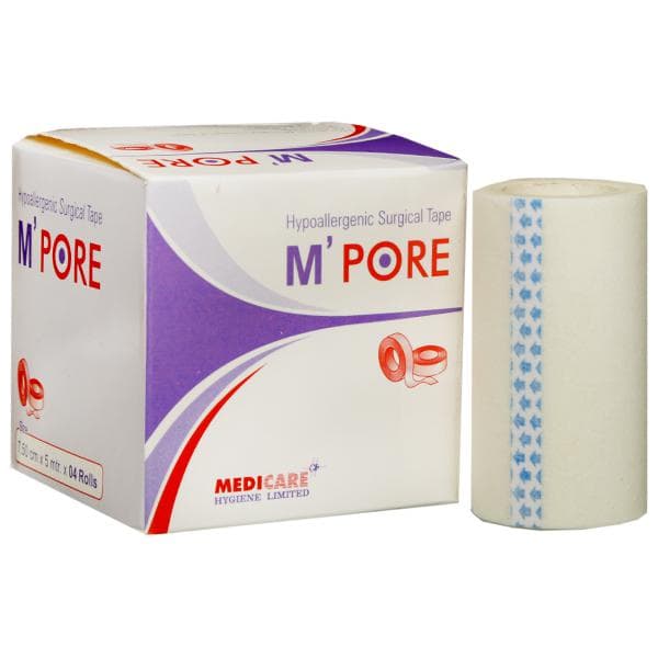 M Pore Hypoallergenic Surgical Tape (7.50 cm x 5 m) Pack Of 4