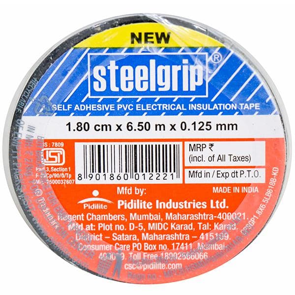 Steelgrip Black Tape (1.80cm x 6.50m x 0.125mm)