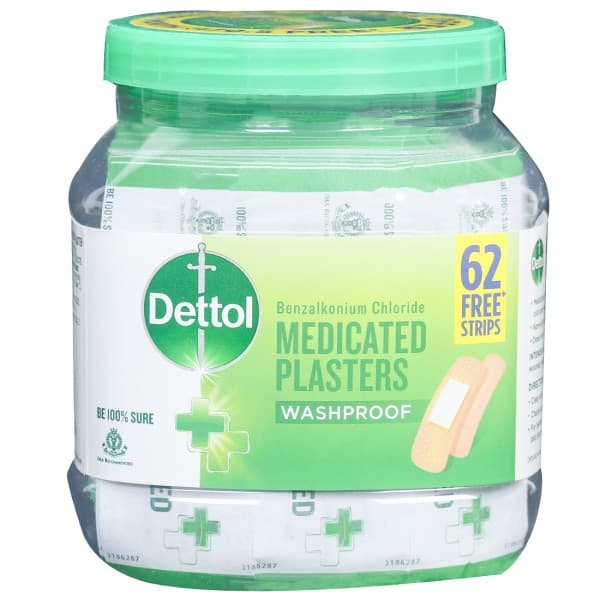 Dettol Medicated Plasters Washproof (62 Free Strips) 110 Strips