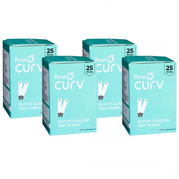 BeatO Curv Blood Glucose Test Strip Pack Of 4 x 25