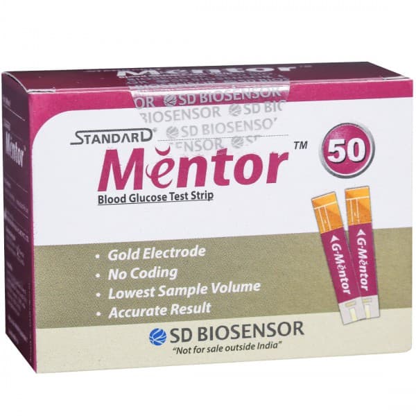 Standard Mentor Blood Glucose Test Strip Pack Of 50