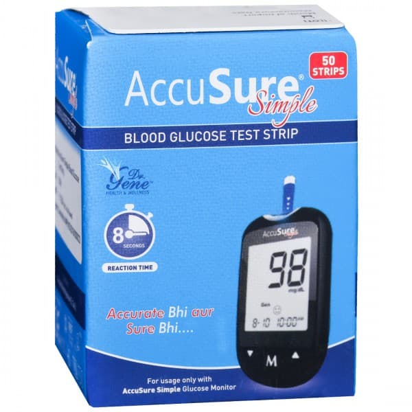 AccuSure Simple Blood Glucose Test Strips Pack Of 50