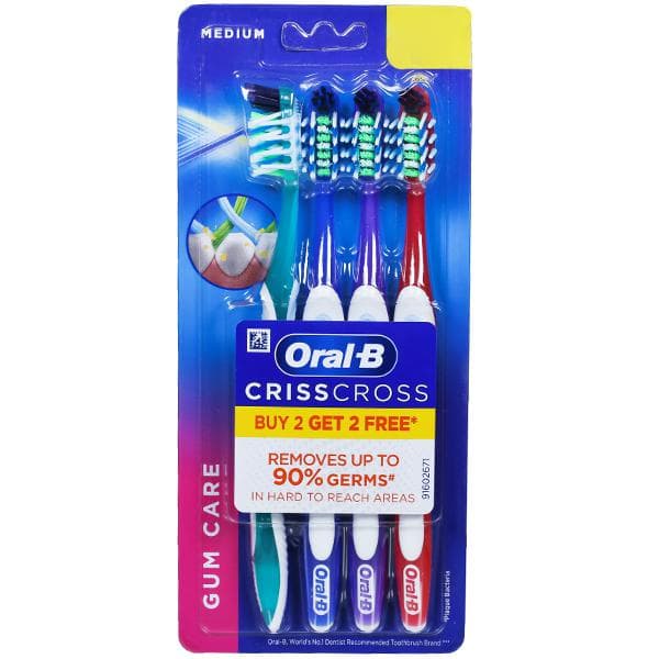 Oral B Gum Care Crisscross Medium Toothbrush (Buy 2 Get 2 Free) Pack Of 4