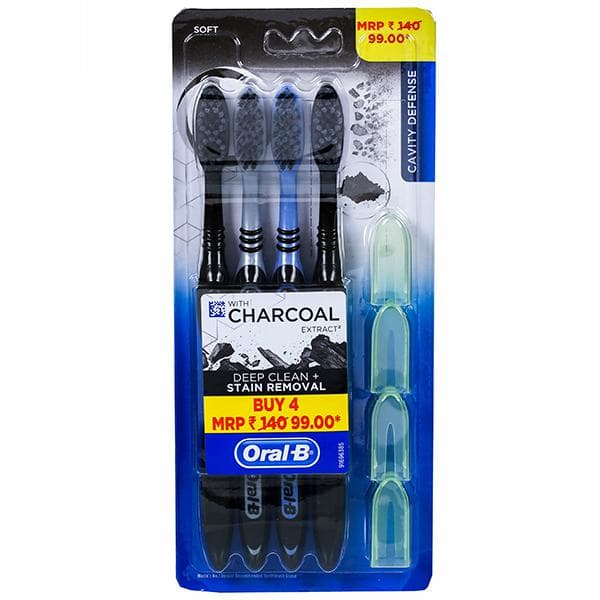 Oral B Cavity Defense Deep Clean + Stain Removal with Charcoal Extract Soft Toothbrush (Off Rs 41) Pack Of 4