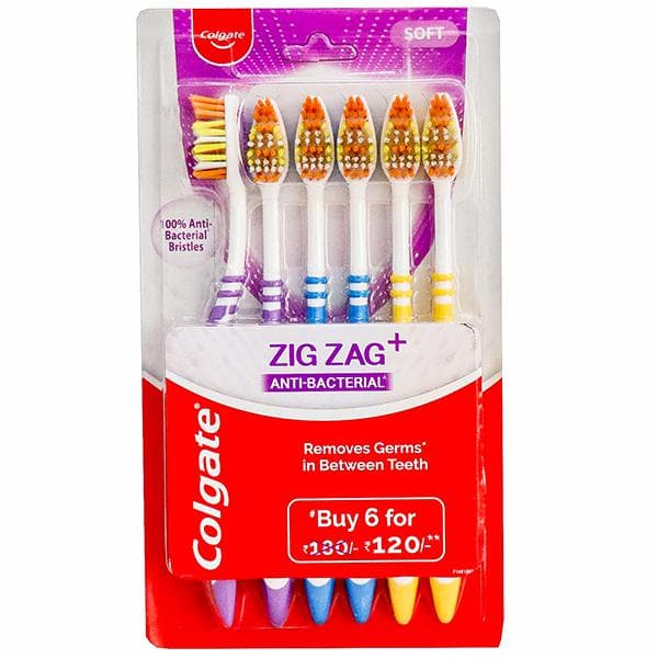 Colgate Zigzag + Anti Bacterial Soft Toothbrush Pack Of 6