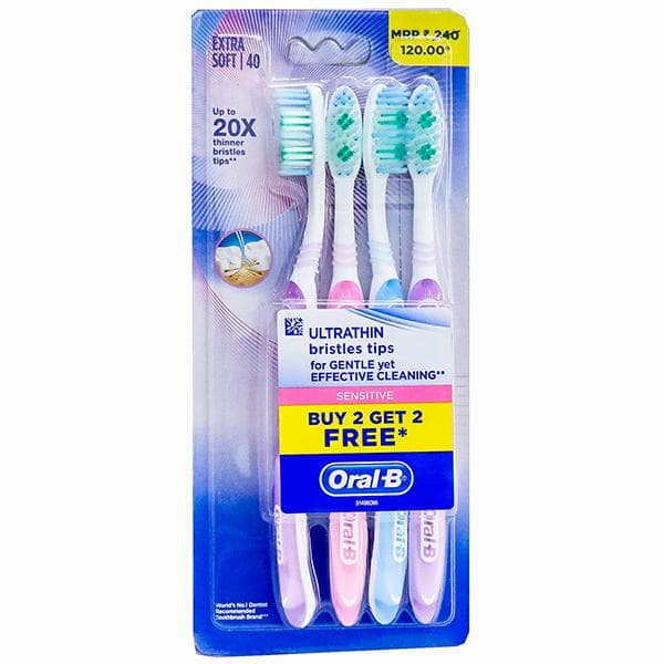 Oral B Sensitive Ultrathin Extra Soft Toothbrush (Buy 2 Get 2 Free) Pack Of 4